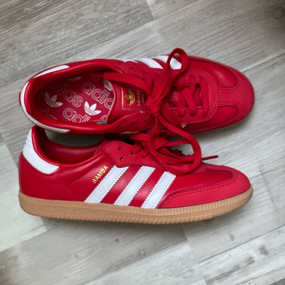 Cherry Red Leather Sambas🍒